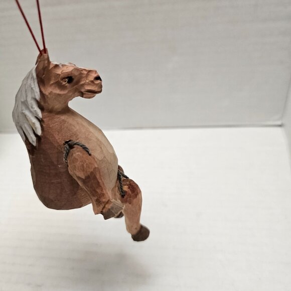 Vintage Folk Art Animal Horse Shelf Sitter Pull String Puppet Ornament Wood - Picture 2 of 10